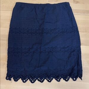 Gretchen Scott‎ Designs Navy Pencil Skirt with Lace Accents
